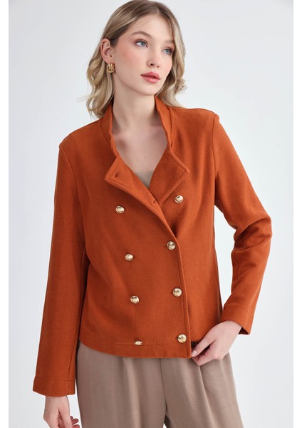 Gold Düğmeli Triko Ceket