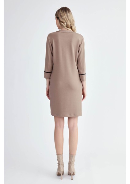 Hakim Yaka Düğmeli Uzun Kol Cepli Elbise indirimleri