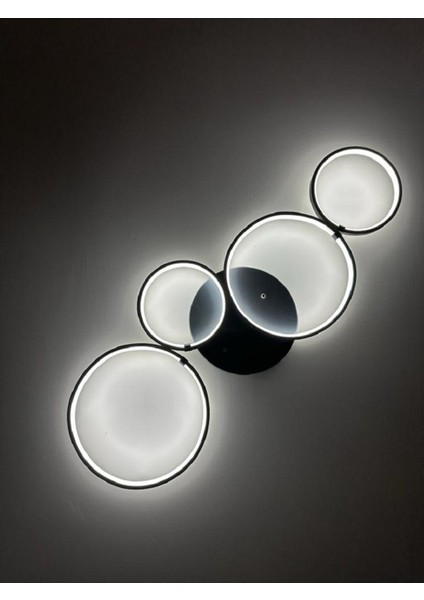 Efes / Plafonyer Avize / 4 Çember/ 100 x 35 cm / Antrasit Gövde / 3 Renk Işık