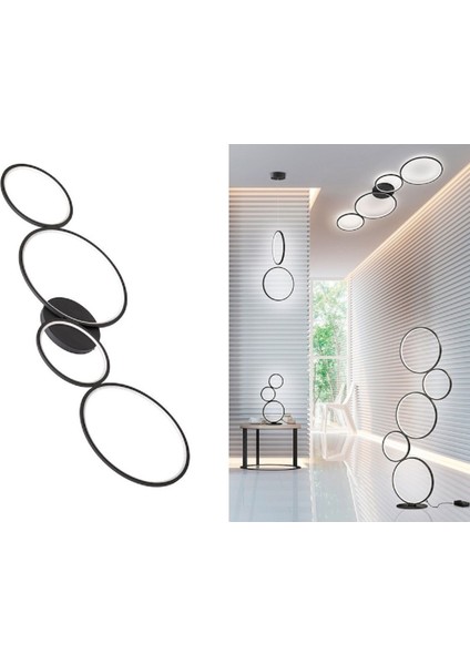 Efes / Plafonyer Avize / 4 Çember/ 100 x 35 cm / Antrasit Gövde / 3 Renk Işık fırsatları