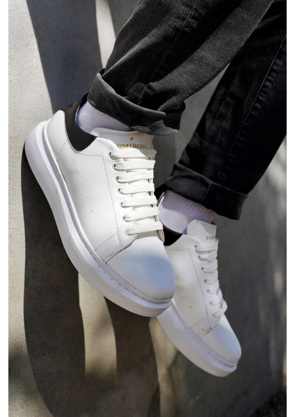 Beyaz Siyah Erkek Günlük Casual Bağcıklı Tabanlı Sneaker Spor Ayakkabı VALENDO-5141