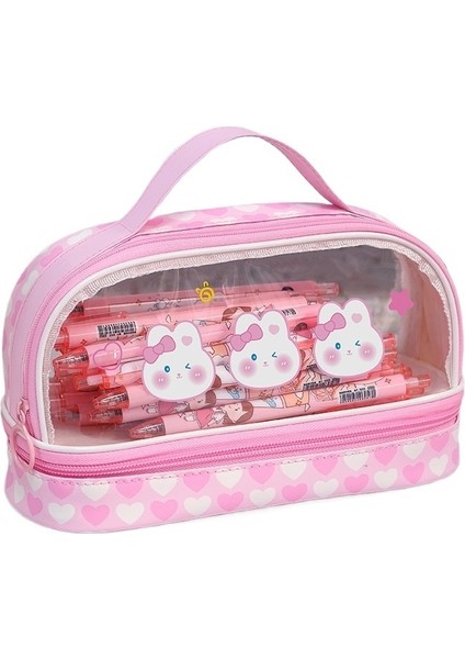 Kızlar, Ilkokul Öğrencileri, Ortaokul Öğrencileri Için Şeffaf Çift Katmanlı Büyük Kapasiteli Şeffaf Kalem Kutusu, Gösterişli Kalem Kutusu (Yurt Dışından)