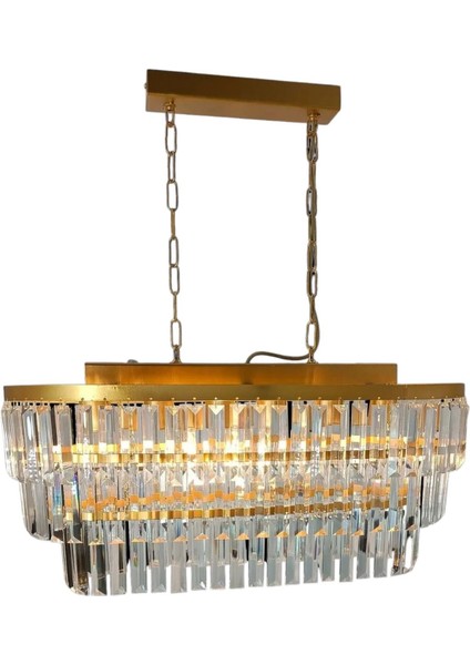 Gizem Gold 73 x 30 cm 'lik Kristal Taşlı Yemek Masası Lüks Avize - Yatak Odası - Salon - Mutfak - Hol modelleri