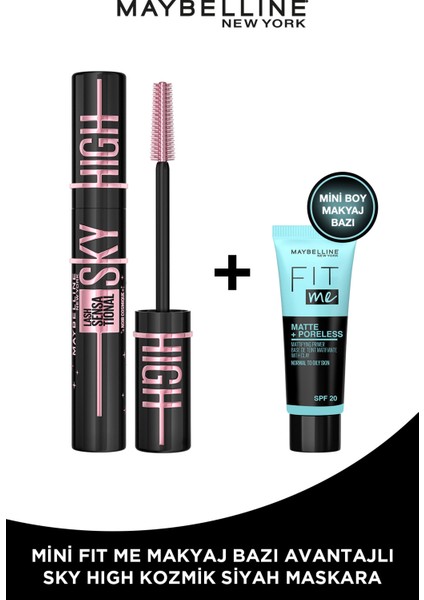 Lash Sensational Sky High Cosmic Black Maskara + Fit Me Primer Matte Mini
