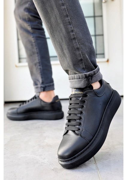 Siyah Erkek Günlük Casual Bağcıklı Tabanlı Sneaker Spor Ayakkabı VALENDO-5141