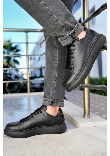 Siyah Erkek Günlük Casual Bağcıklı Tabanlı Sneaker Spor Ayakkabı VALENDO-5141