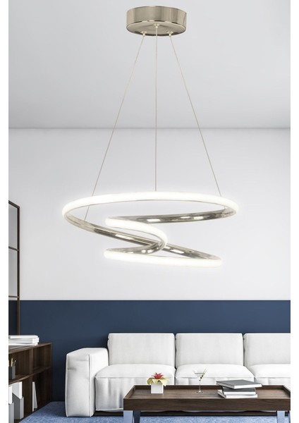 Krom Kasa Beyaz Işık Galaksi Modern LED Avize Galaksi Ledli Avize