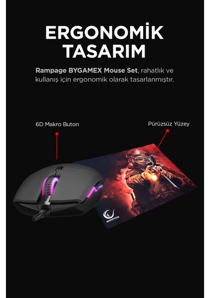 SMX-R63 RGB Oyuncu Mouse BygameX 25x35cm Mousepad 2li Set
