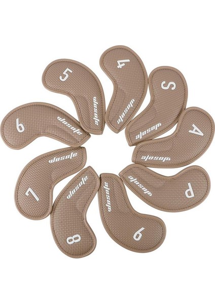 9 Adet Golf Demir Kafa Kapakları Set Golf Kulübü Kafa Kapağı Golf Aksesuarları Kahverengi Dokuma Dokusu (Yurt Dışından)