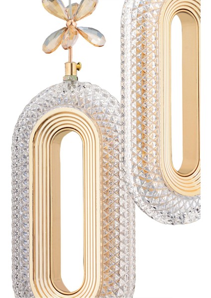 Alfa 2'li Gold Ledli Kristal Taşlı Avize