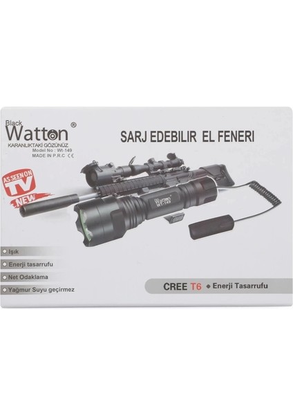 Populermarketim - Güçlü Aparat Uyumlu Şarjlı Fener WT-149