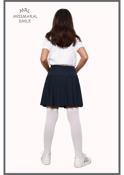 Kız Çocuk Okul Etek Lacivert Yyüksek Bel Içi Şortlu Okul-Oyun-Spor-Ekinlik Eteği indirimleri