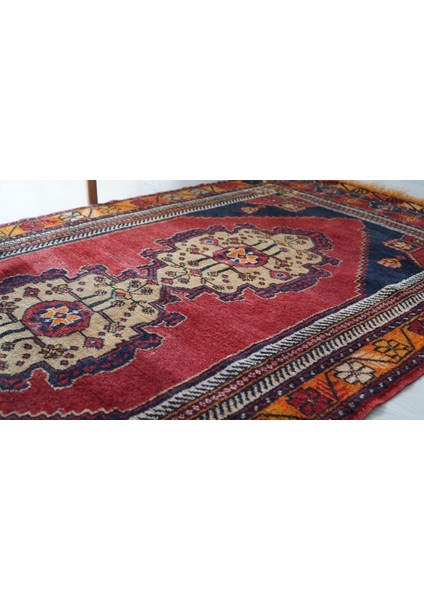 96X108 cm Yün El Dokuma Kırmızı Renkli Ender Anadolu Kilim