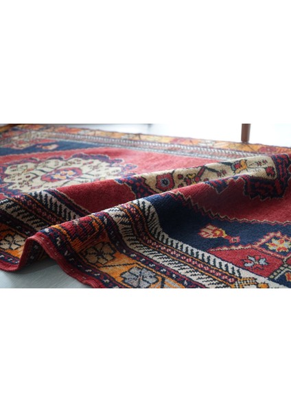 96X108 cm Yün El Dokuma Kırmızı Renkli Ender Anadolu Kilim