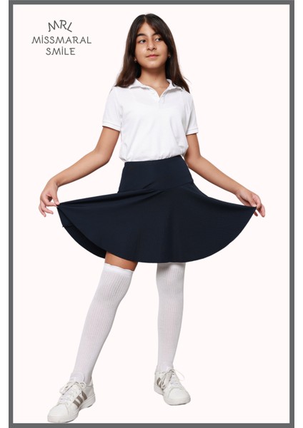 Kız Çocuk Okul Etek Lacivert Yyüksek Bel Içi Şortlu Okul-Oyun-Spor-Ekinlik Eteği fırsatları