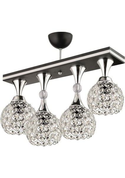 Cansu 4lü Kristal Top Siyah Krom Caka Modern Avize fiyatları