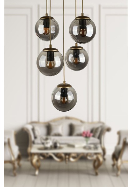 Alegro 5.li Avize Eskitme Füme Cam