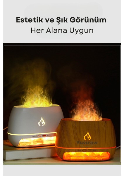 Taşınabilir - Işıklı - Aroma Yayıcılı - Hava Nemlendircisi 200 ml Kapasiteli - Taş Hediyeli