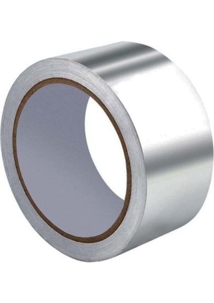 Alüminyum Folyo Düz Bant - 5 Adet - 48 mm x 25 m Yanmaz Folyo Bant Tamir İzolasyon Aspiratör Davlumbaz Egzost Flex Boru Soba Boru Bandı 5 Adet