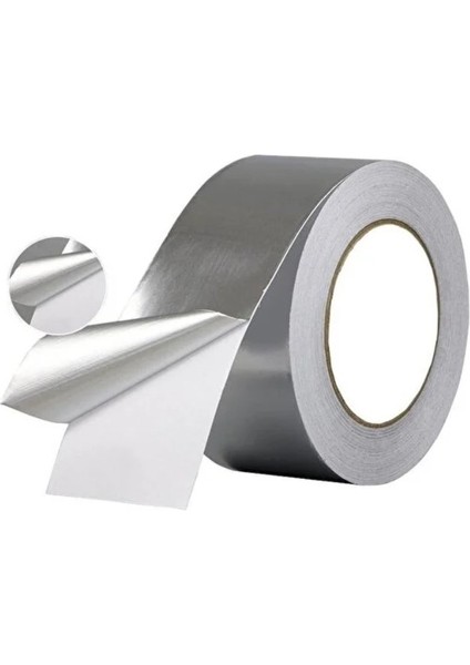 Alüminyum Folyo Düz Bant - 5 Adet - 48 mm x 25 m Yanmaz Folyo Bant Tamir İzolasyon Aspiratör Davlumbaz Egzost Flex Boru Soba Boru Bandı 5 Adet