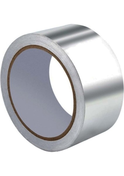 Alüminyum Folyo Düz Bant - 5 Adet - 48 mm x 25 m Yanmaz Folyo Bant Tamir İzolasyon Aspiratör Davlumbaz Egzost Flex Boru Soba Boru Bandı 5 Adet