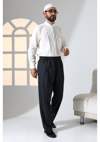 Erkek Rahat Kesim Beli Lastikli Cepli Hac ve Umre Kumaş Şalvar Pantolon - Antrasit (Isr) modelleri