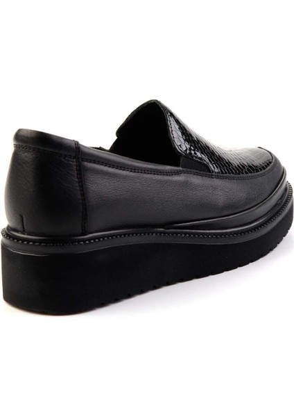 Siyah Siyah Yılan Hakiki Deri Kadın Loafer Ayakkabı K01466030003 fırsatları