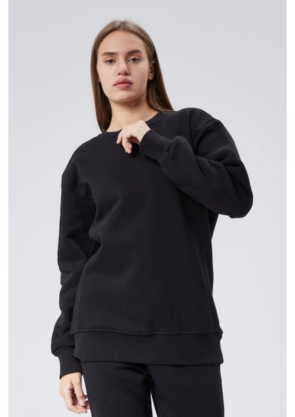 Bisiklet Yaka Üç Iplik Şardonlu Eşofman Takım L - Siyah indirimleri