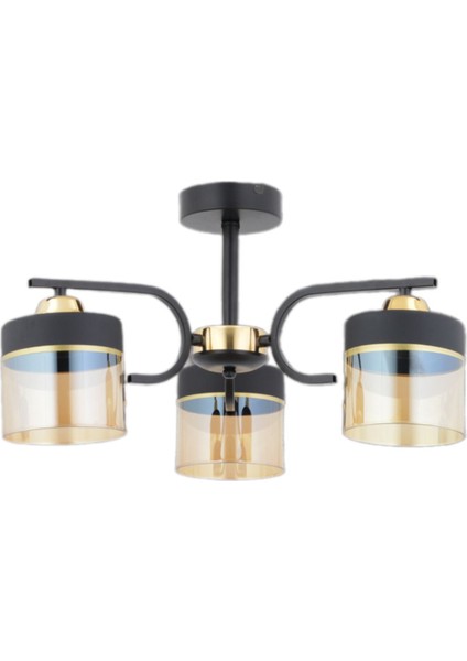 Fırat 3 Lü Modern Plf (Siyah Gold) Bal Camlı Salon Mutfak Yatak Odası Genç Odası Avize fiyatları