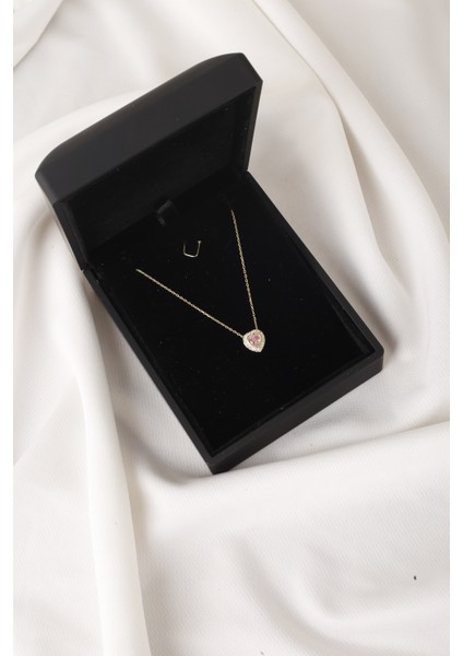 925 Ayar Gümüş,gold Kaplamalı,ışıklı Kutuda, Özel Tasarım Kalp Kolye