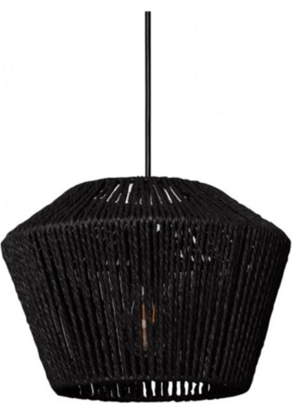 Makrome Pamuk Ipli Siyah Avize