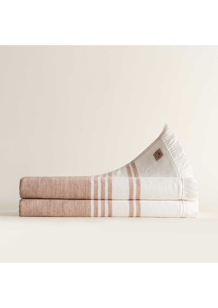Erva 2'li Banyo Havlusu Seti Organik Pamuk Keten Melanj Terra 70 x 140 cm