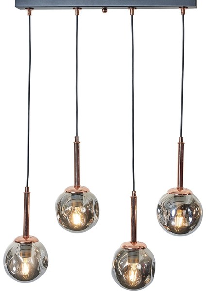 Liza 4 Lü Bakır-Siyah Metal Gövde Füme Camlı Tasarım Lü x Sarkıt Avize fırsatları