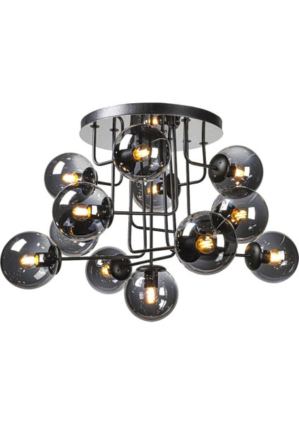 Hazeran 13.lü Siyah Füme Glop Camlı Avize modelleri