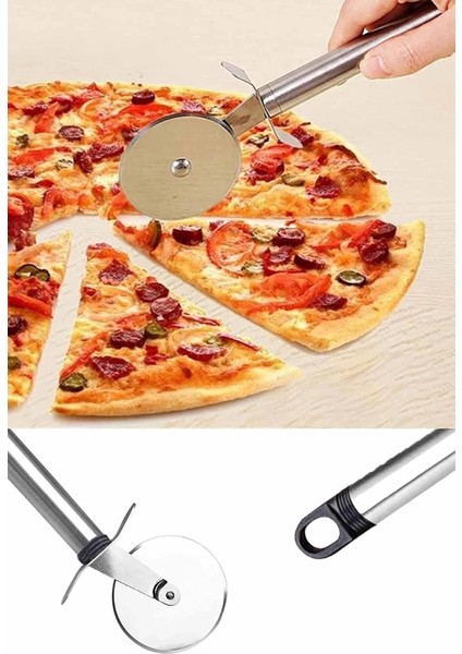 Mg Store Home Metal Saplı Pizza Ruleti: Paslanmaz Çelik Pizza Kesme Bıçağı, Profesyonel Kesim Için Dayanıklı Tasarım