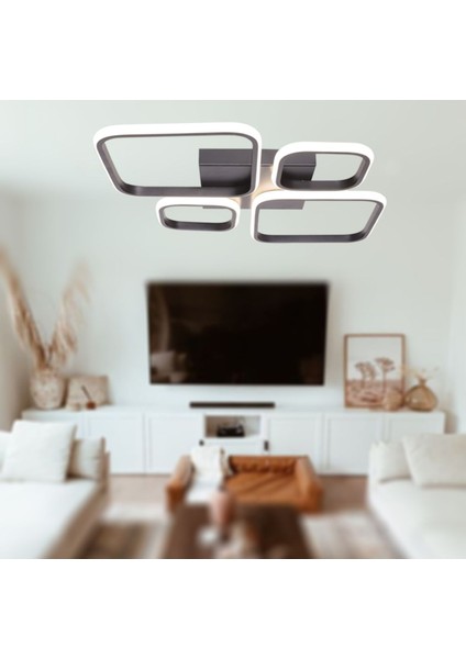 TT050-SY Tt Aydınlatma Baklava Desen Mat Siyah 4 Lü ( Beyaz Işık ) LED Avize fiyatları