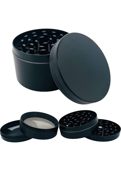 Parçalayıcı Metal Baharat Öğütücü Herb Spice 4 Katmanlı 40MM / 50MM / 63MM (Sıyah, 63MM)
