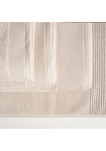 Solıd Bordürlü %100 Pamuk Yüz Havlusu 50x90 Cm Krem