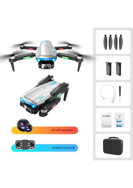 S98 Drone Fırçasız Motor 2 Batarya ile 30 Dakika Uçuş Süresi Wifi 1080P Hd Çift Kameralı Işıklı Taşıma Çantalı