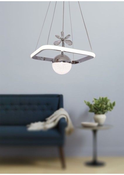 TT037-KR Tt Aydınlatma Kare Model Krom Kaplama Tek Toplu 3 Renk Modüllü Ledli Avize fiyatları