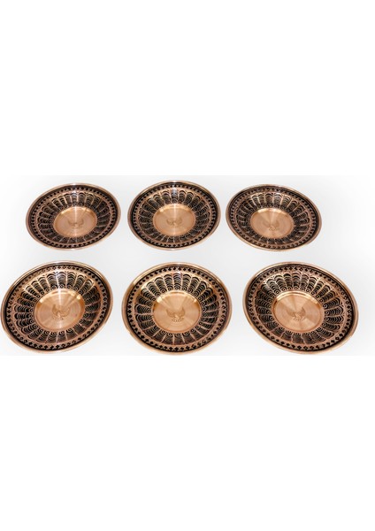 Zımba Işlemeli Bakır Çay Tabağı