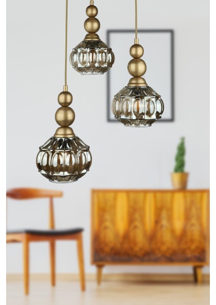 Katana 3.lü Avize Eskitme Bal Cam