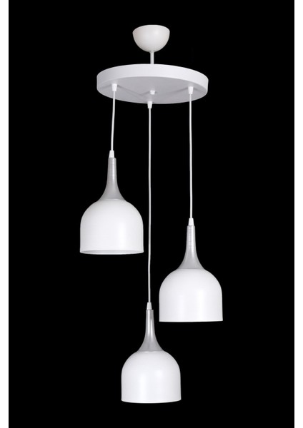 Reina Modern Tasarım Mutfak Salon Oturma Odası Gri Duylu Beyaz Renk 3 Lü Avize