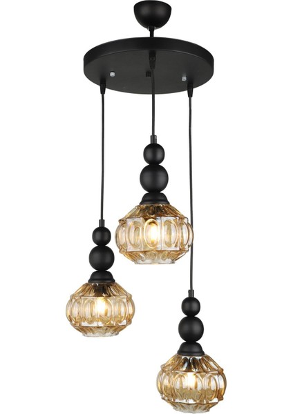 Katana 3.lü Avize Siyah Bal Cam fiyatları