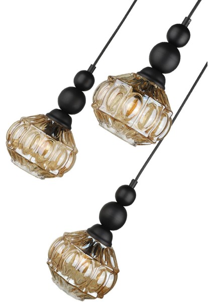 Katana 3.lü Avize Siyah Bal Cam fırsatları