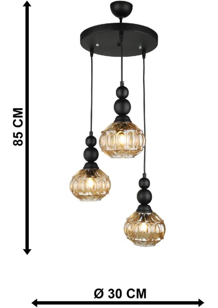 Katana 3.lü Avize Siyah Bal Cam indirimleri