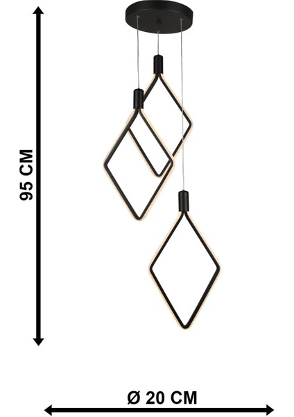 Uras 3 Renk Ledli 3.lü Avize Siyah indirimleri