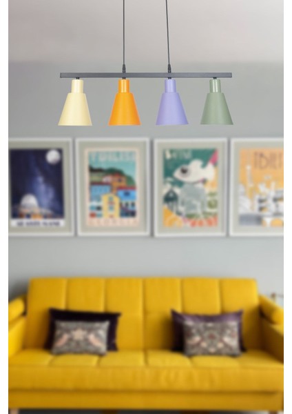 Trend Modern Metal Sıvama Mi x A Krem Sarkıt Cafe -Yemek Masası Üstü -Salon 4 Lü Avize