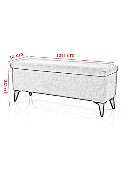 Sandıklı Puf Bench Tedy Kumaş  Pufidik  Amortsör Kapaklı Puf Bench A +  120 cm