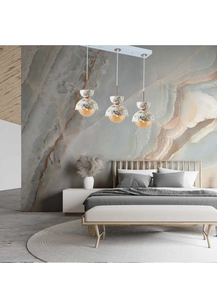 TT007-3S Mby Mermer Desen 3 Lü Sıralı Beyaz Lüks Avize fiyatları